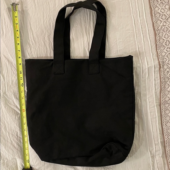 Paris Black Canvas Tote lined with zipper inside pockets Nice gift!! 🎁 free ship - Picture 6 of 7